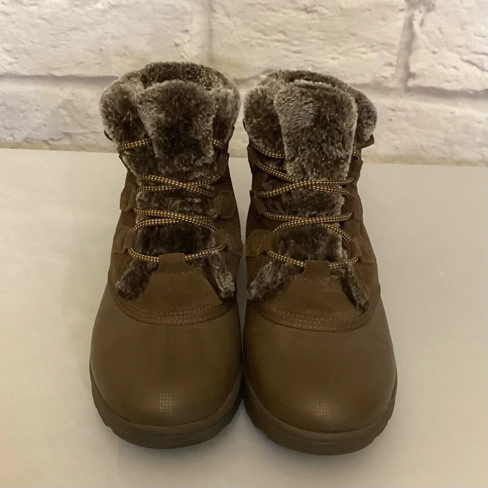 BareTraps 8.5 Augustina Suede Women's Brown Faux Fur-Lined Ankle Boots Booties